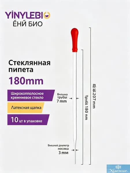 Стеклянные пипетки без градуировки, 2 штуки