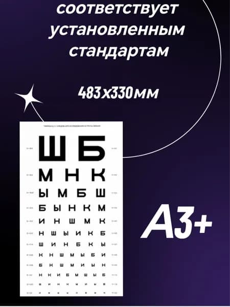 Плакат "Таблица Сивцева" для проверки зрения - 1 шт. А3+ 483х330мм