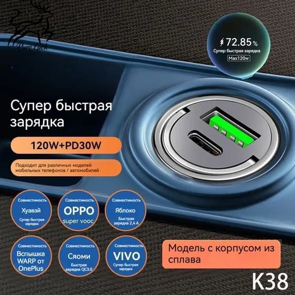 100W невидимое автомобильное зарядное устройство с супербыстрой зарядкой, универсальное для Apple, Huawei 12V/24V