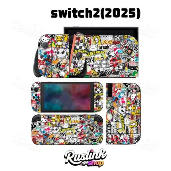 Защитные наклейки для Nintendo Switch 2(2025) - полноцветная пленка корпуса консоли Глянцевое покрытие + защита от царапин-19
