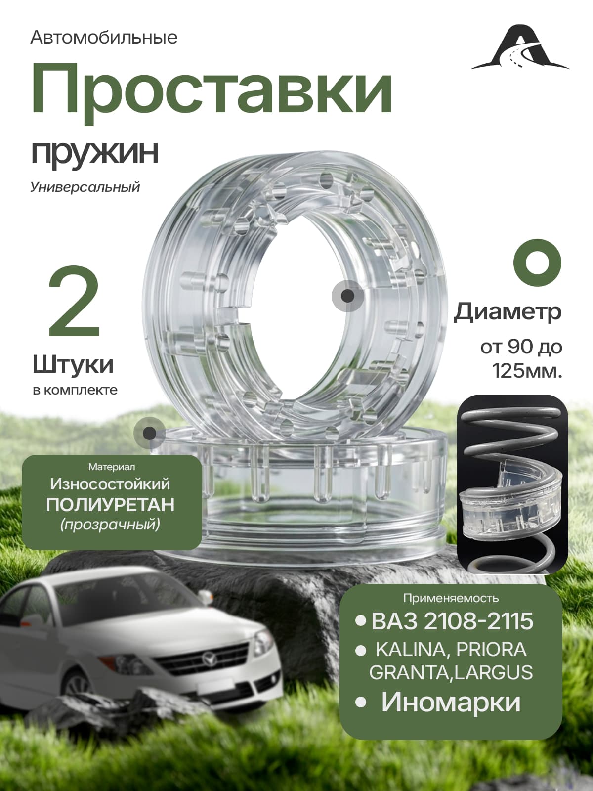 Проставки пружин межвитковые автобаферы диаметр пружины 100-125 мм, размер "S", 2 шт. ВАЗ, Иномарки Антикрен Вставки Баферы арт. 2108-2912600