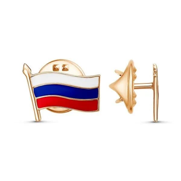 Красная Пресня Значок из серебра 925 пробы с эмалью / Флаг Российской Федерации / 17*13 мм
