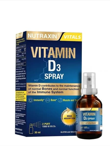 Nutraxin Витамин D3 Спрей 30 мл, поддержка иммунитета, костей и мышц