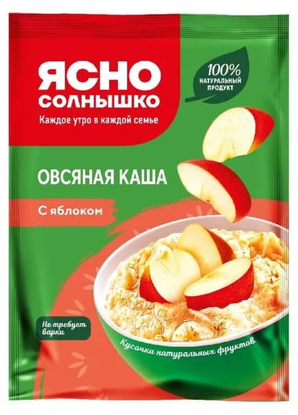 Каша овсяная Ясно солнышко с яблоком, 45 г