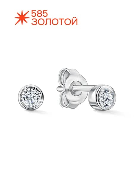 Серебряные серьги-пусеты 925 пробы с фианитами