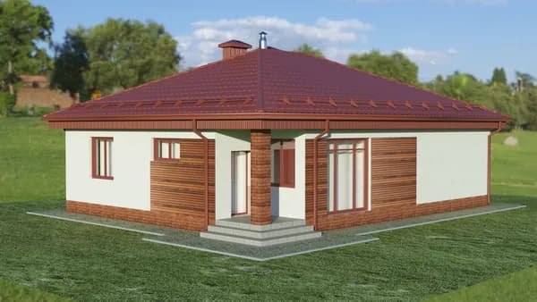Проект коттеджа. Одноэтажный дом из газобетонных блоков 100м2