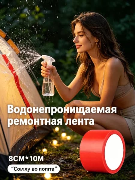 Скотч для ремонта тента тарпаулин зелёный/размер 8 см х 10 м /1 рулет/клейкая лента на тентовую ткань пвх, брезент оксфорд, палатку шатер, бассейн
