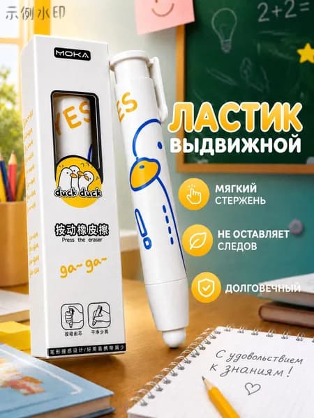 Ластик мягкий выдвижной для школы