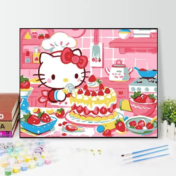 Цифровая картина по номерам "Стич" (Sanrio), раскраска акриловыми красками, DIY набор для рисования, готовая картина для интерьера
