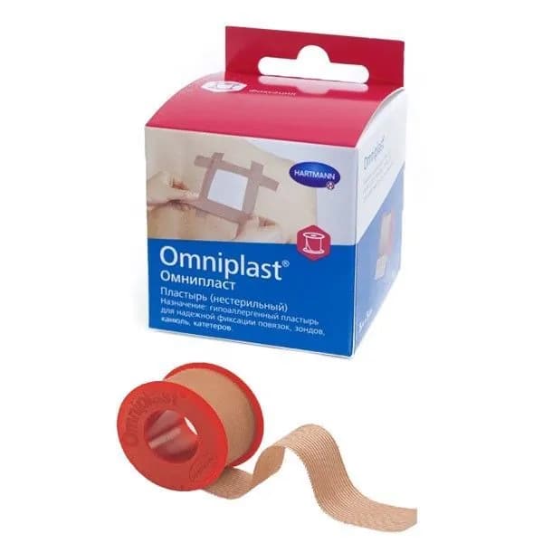 Пластырь Омнипласт (Omniplast) сильной фиксации из текстильной ткани для повязок и канюль, 5см х5м, 900664