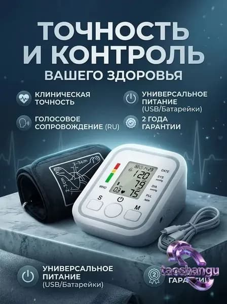Тонометр автоматический для измерения артериального давления с голосовым помощником