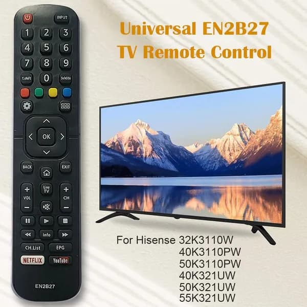 Пульт дистанционного управления для телевизоров Hisense моделей 32K3110W, 40K3110PW, 50K3110PW, 40K321UW, 50K321UW, 55K321UW