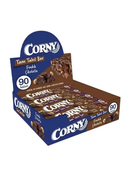 CORNY Батончик Шоколад-Фундук 12 x 20 г, Вкусный цельнозерновой перекус