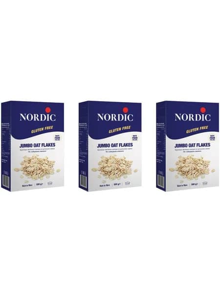 Nordic Хлопья овсяные крупные без глютена, 500 г, 3 шт