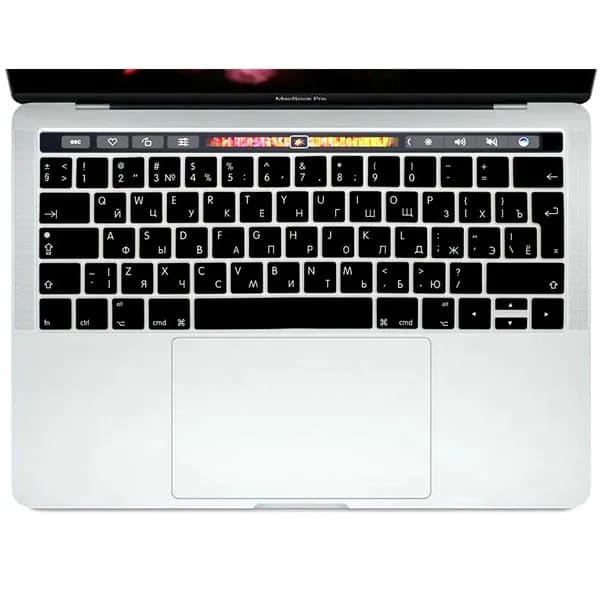 Защитная накладка на клавиатуру Apple macbook pro With Touchbar 13" 15" A2159 A1706 A1989 A1707 A1990 RUS/ENG раскладка, Черный (EU-версия)