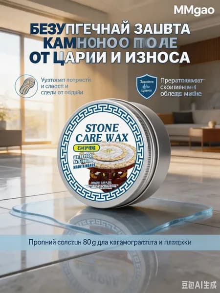 Воск для полировки камня 82 г средство ухода за керамогранитом и полировки каменного пола от царапин