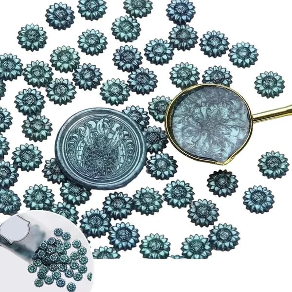 100x/Set Glitter Creating Wax Beads Цветочные уплотнение для конверта., Серая фасоль зеленого цвета