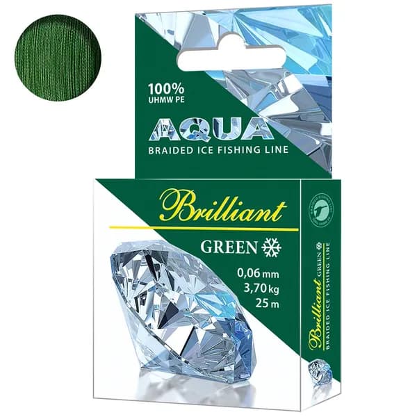 Плетеный шнур AQUA Green Brilliant зимний 25м 0,06мм, Green