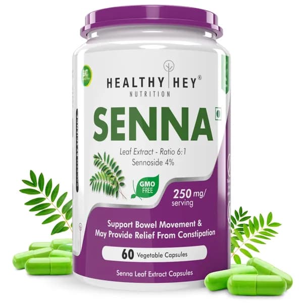 HealthyHey Nutrition экстракт листьев сены - естественное слабительное средство, помогает кишечной перистальтике, 60 капсул