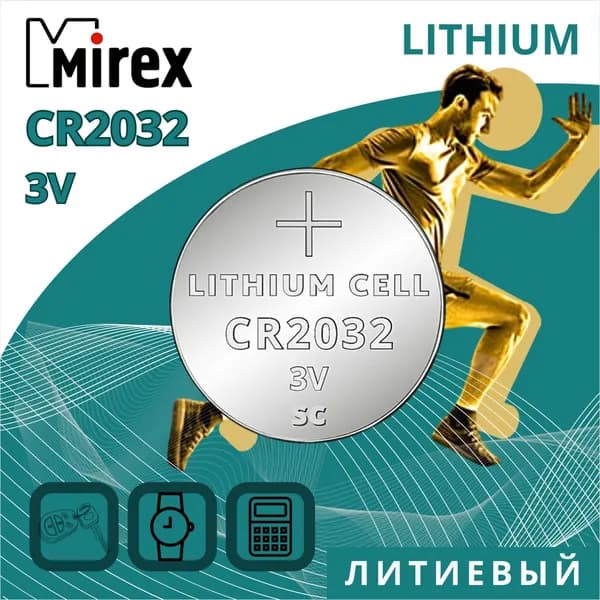 Mirex Батарейка CR2032, Li (литиевый) тип, 3 В, 1 шт