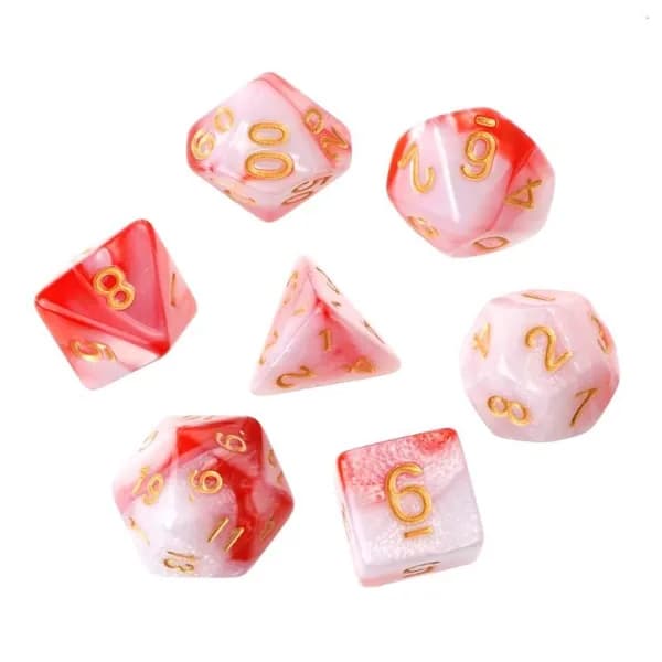7-ми гранные игральные кости из акрила для НРИ D4-D20, Красный и белый