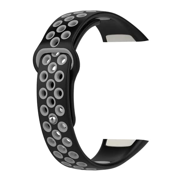 Ремешок для фитнес-браслета Huawei Band 6 и Honor Band 6, цвет чёрный с серым , из ТПУ