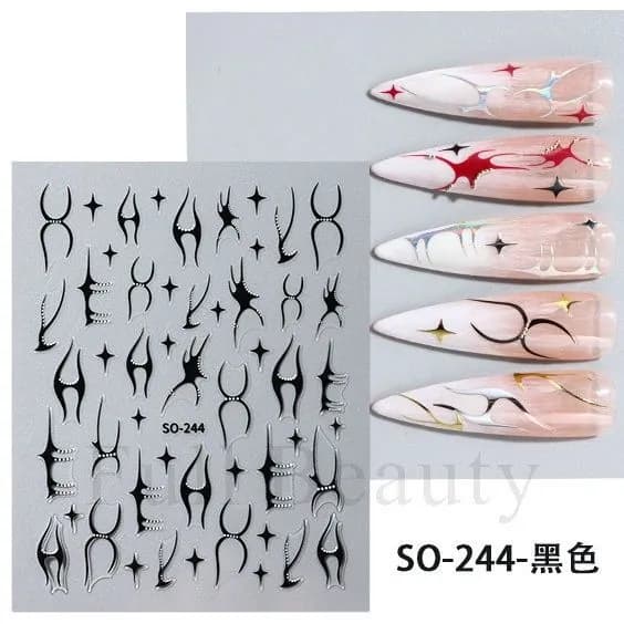 Минималистичные черно-белые цветочные наклейки для ногтей flower self nail art designs