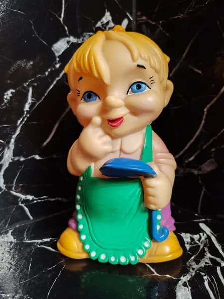 Винтажная резиновая игрушка Кукла Поваренок СССР Высота 21 см