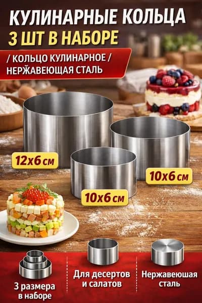 Форма для выкладки 3 шт в наборе, 12*6 см / 10*6 см / 8*6 см