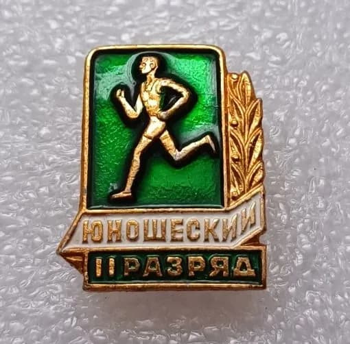 Значок коллекционный 2 разряд юношеский, алюминий, булавка, 1970-х годов, СССР