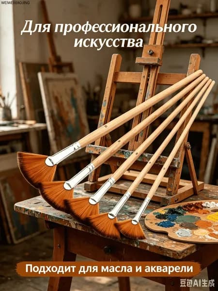 Кисть для рисования Веерная №00, 5 шт.