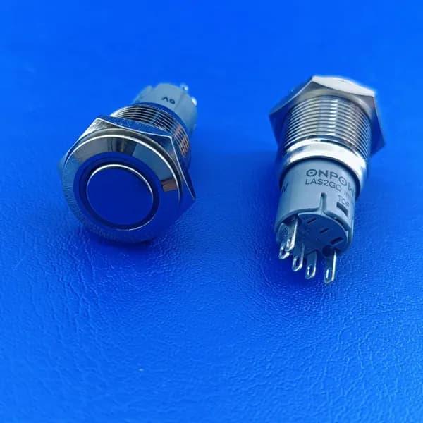 1 штука Кнопка антивандальная LAS2GQF-11E/6V синяя мет 3A 250V (арт.74379)