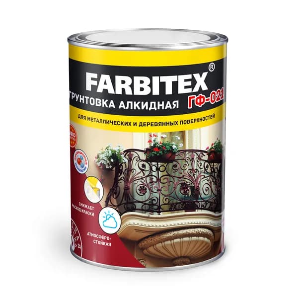 Грунт ГФ-021 Farbitex, 0,8 кг, красно-коричневый