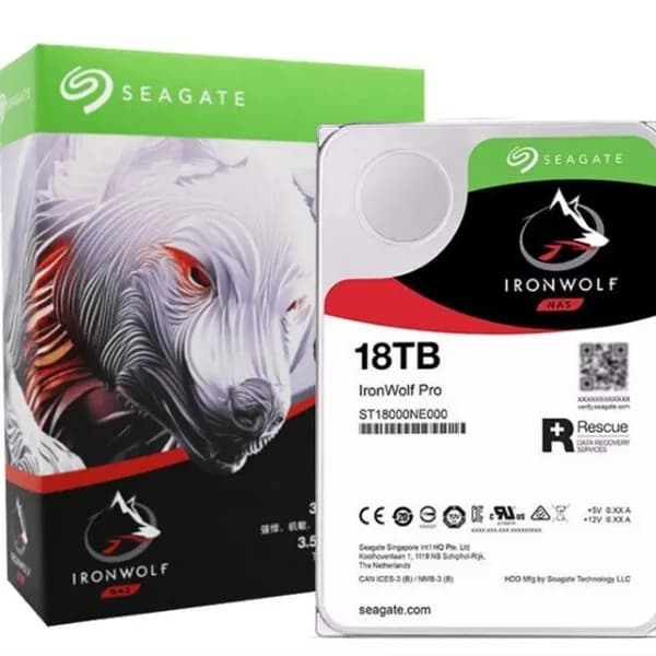 Жесткий диск Seagate IronWolf Pro 18 ТБ (ST18000NE000), CMR для NAS-хранилищ, с услугой восстановления данных Seagate Rescue