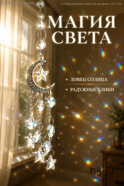 Кристальная ловушка для солнца Ловец света со звездами Изящный декор для дома и автоY