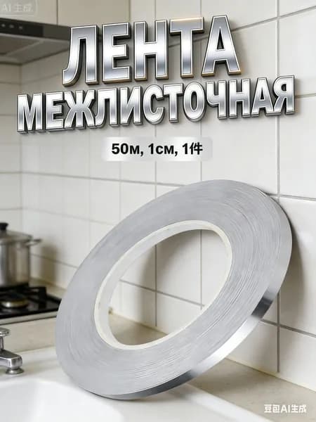 Интерьерная наклейка-лента, серебро, 50 м