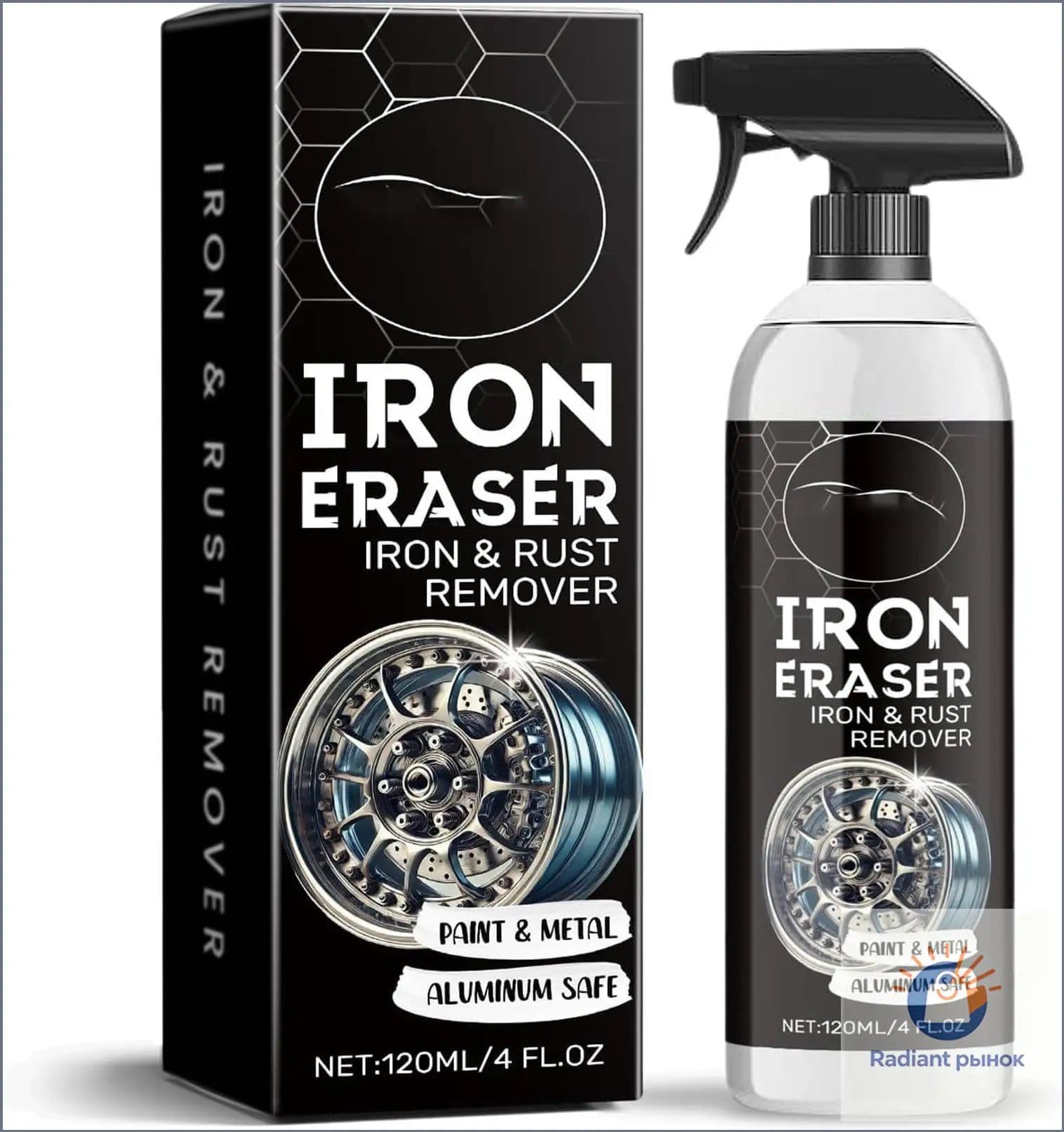 Спрей для удаления ржавчины Iron Eraser, спрей для удаления железной пыли с колес и лакокрасочного покрытия автомобиля, быстродействующее средство для удаления ржавчины и тормозной пыли (1)