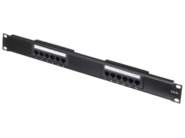 Патч-панель UTP, 19, 12 портов RJ45, cat.5е, 1U, 110 Type, черная L