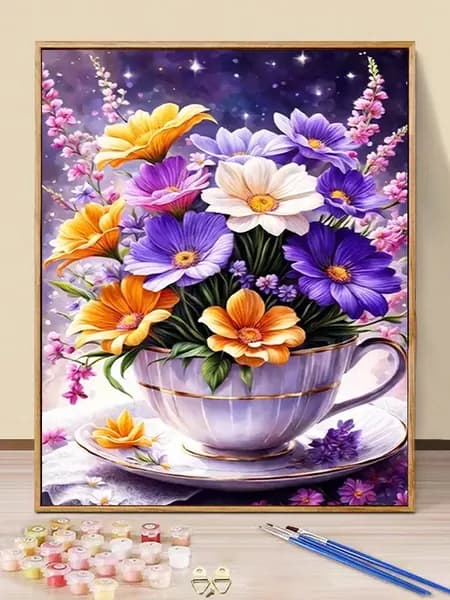 Картина по номерам для взрослых начинающих,цветок, цветной холст, 40x50см, Без рамки