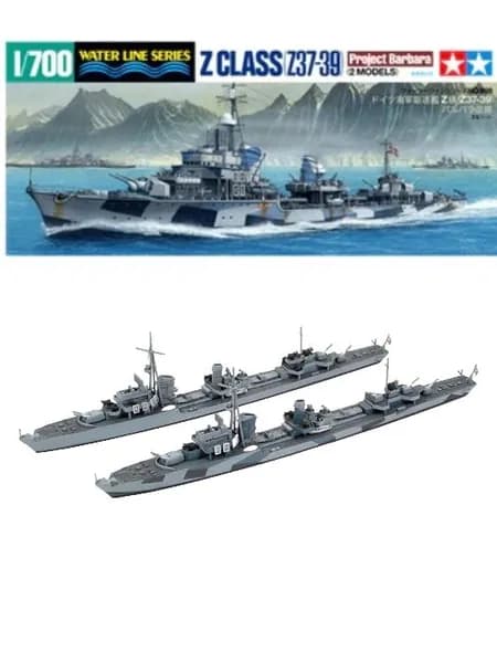 Сборная модель корабля TAMIYA серии 1/700 31908 эсминец Z-класса ВМС Германии времен Второй мировой войны (2 упаковки)