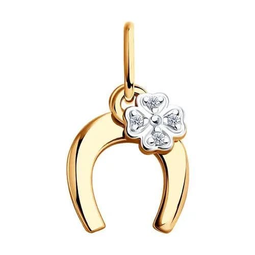Подвеска на шею с фианитами серебро 925 пробы 585GOLD