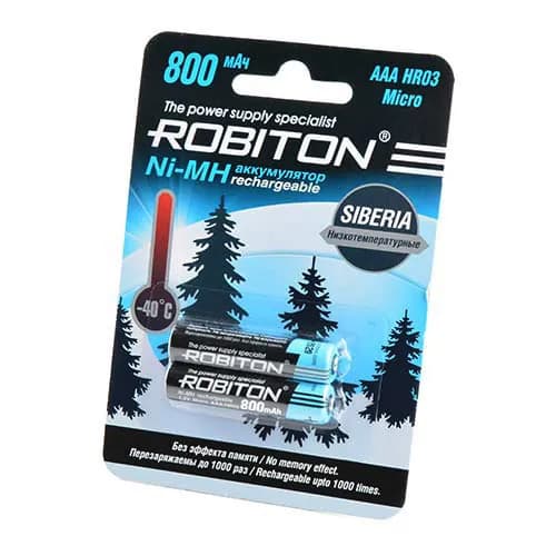 Аккумуляторы (2шт) ROBITON HR03 AAA Ni-MH 800mAh SIBERIA низкотемпературный