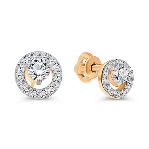 Серьги женские с фианитами из красного золота 375 пробы 585GOLD