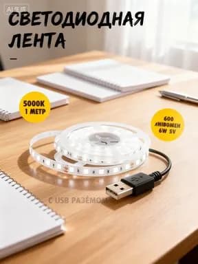 Светодиодная лента 24 Вт, IP22, Нейтральный белый, 1 шт