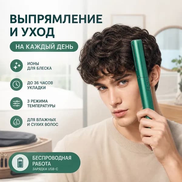Зарядная расческа для выпрямления волос многофункциональный выпрямитель зеленый