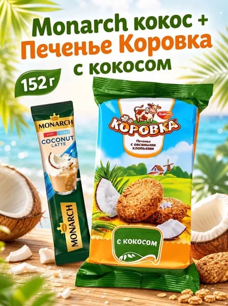 Печенье Коровка кокос /Монарх кокос