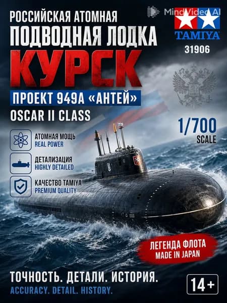 Tamiya 31906 1/700 Российская подводная лодка Курск II степени "Оскар"