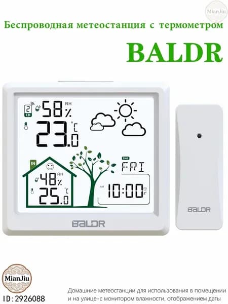 Беспроводная метеостанция с термометром BALDR-Домашние