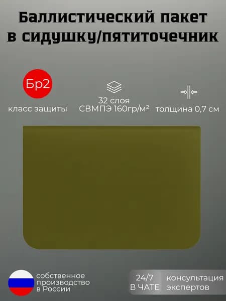 Баллистический пакет в пятиточечник из СВМПЭ 160 г/м 32 слоя Бр2 Противоосколочная защита