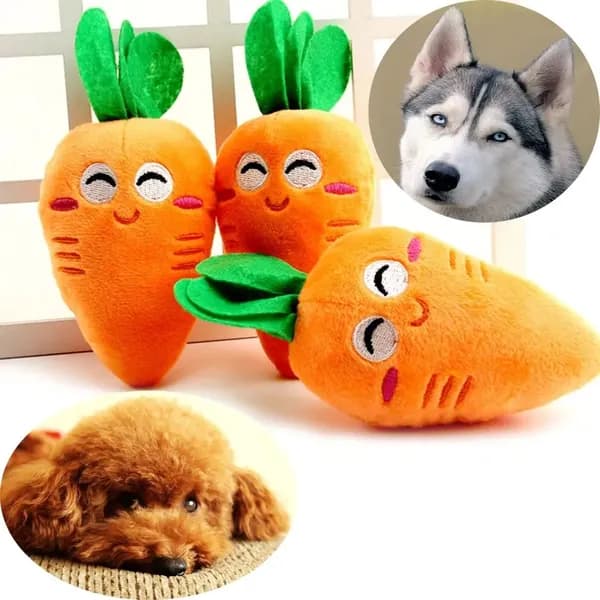 Игрушка для собак и кошек, мягкая прочная морковка с пищалкой,16см.